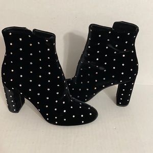 Saint Laurent velvet crystal embellished boots